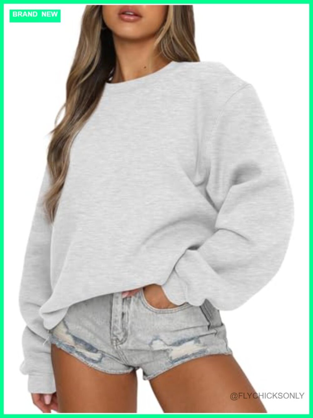 Womens Oversized Crewneck Fleece Sweatshirt Y2K Pullover